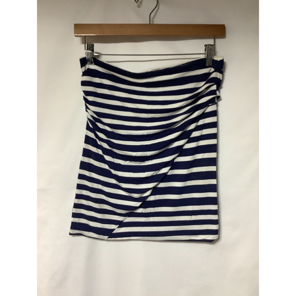Cabi Striped‎ Tube Top Blue White Ruched Mini Skirt S